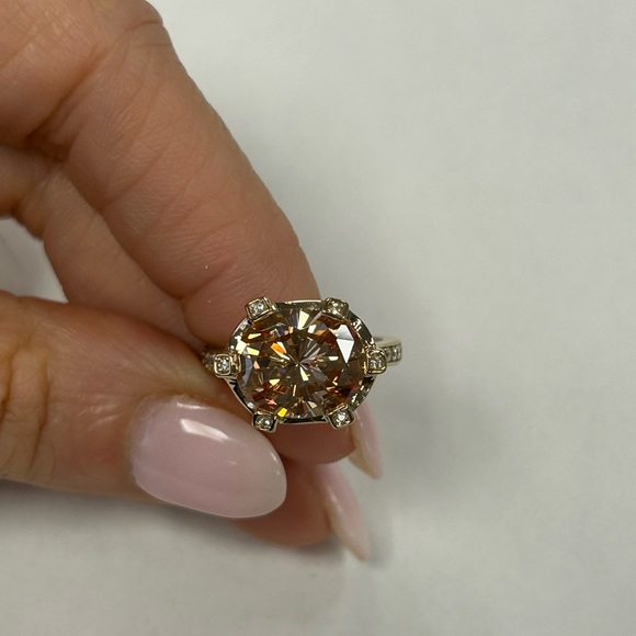 Suzy Levian Yellow Sterling Silver Orange & White CZ Rings NWT - Picture 3 of 7